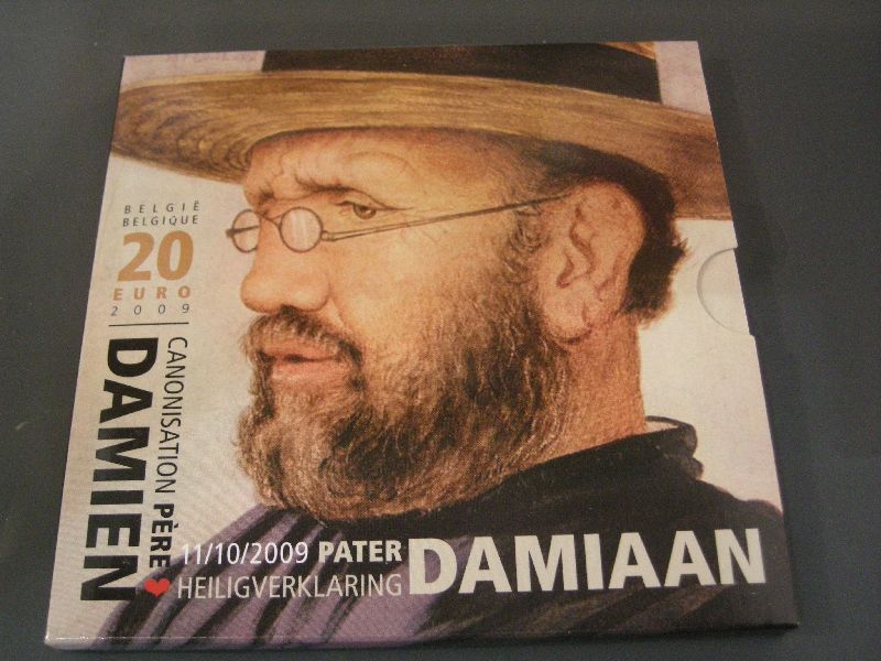 (afbeelding voor) 20 Euromunt Belgie 2009 - Pater Damiaan in blister